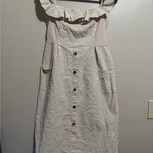 Cupshe Cream Button-Down Midi Dress